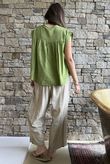 Elsie Pure Cotton Cap Sleeve Blouse Olive
